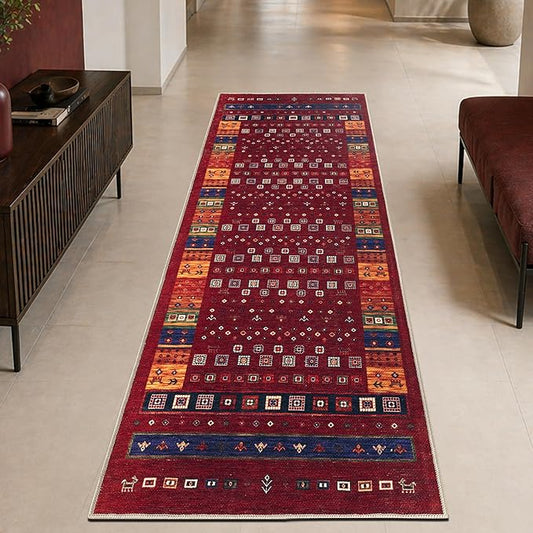 Keen Home Design 30"x144" Rug - Machine Washable Runner Rug with Non-Slip Backing, Ideal for Hallway, Entryway, Kitchen, Laundry Room - Vintage, Easy Clean, Durable, Low Pile - (2'6" x 12')