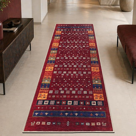 Keen Home Design 30"x84" Rug - Machine Washable Runner Rug with Non-Slip Backing, Ideal for Hallway, Entryway, Kitchen, Laundry Room - Vintage, Easy Clean, Durable, Low Pile Rug - (2'6" x 7')