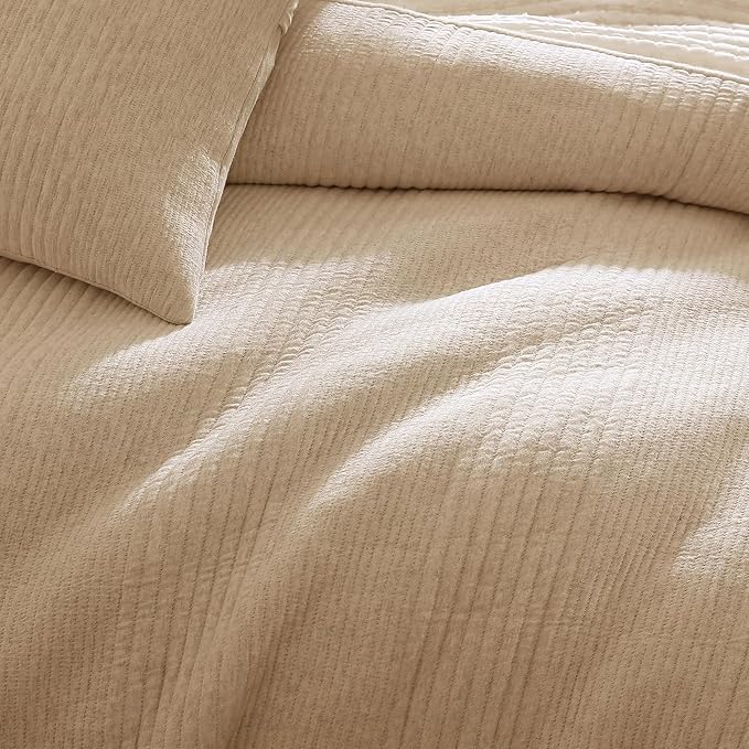 Duvet Cover Set - Full/Queen, Soft Jersey Knit Bedding - 3 Piece - Oatmeal Beige