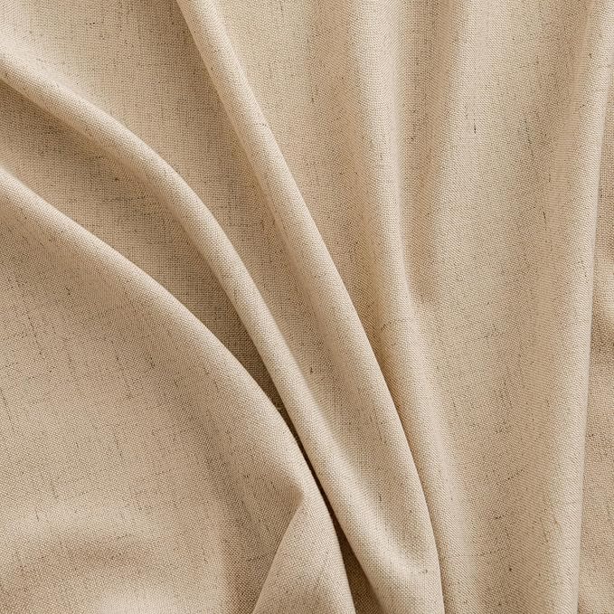 MIULEE Non-See-Through Privacy Linen Curtains 2 Panels, Light Filtering Window Curtains Farnhouse Textured Back Tab Semi Sheer Drapes for Bedroom Living Room, 52 x 63 Inches Long, Light Brown