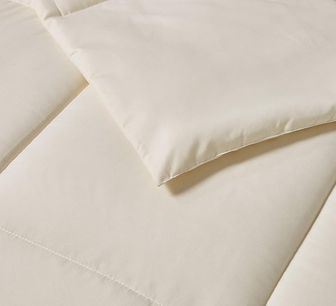 Blue Ridge Home Fashions Microfiber Light Weight Solid Down Alternative All Season Comforter-Hypoallergenic Polyester Fill, Twin, Ivory