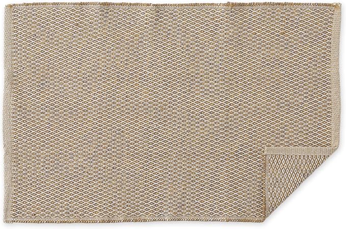 DII Woven Recycled Yarn Rag Rug Collection Miniature Diamonds, 2x3', Stone