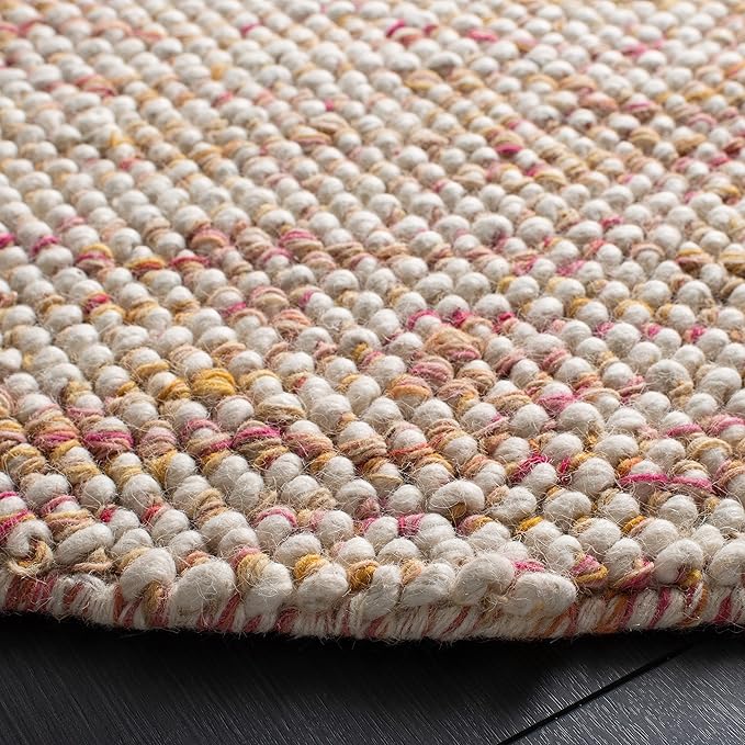 SAFAVIEH Natura Collection 6' Round Red/Ivory NAT182Q Handmade Wool Entryway Foyer Living Room Bedroom Area Rug