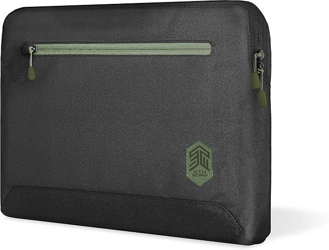 STM Eco Sleeve Fits up to a 16" Laptop – Made of 100% Recycled Fabric, Slim Lightweight and Durable, Protective Padded Laptop Compartment with Front Zipper Pocket - Black
