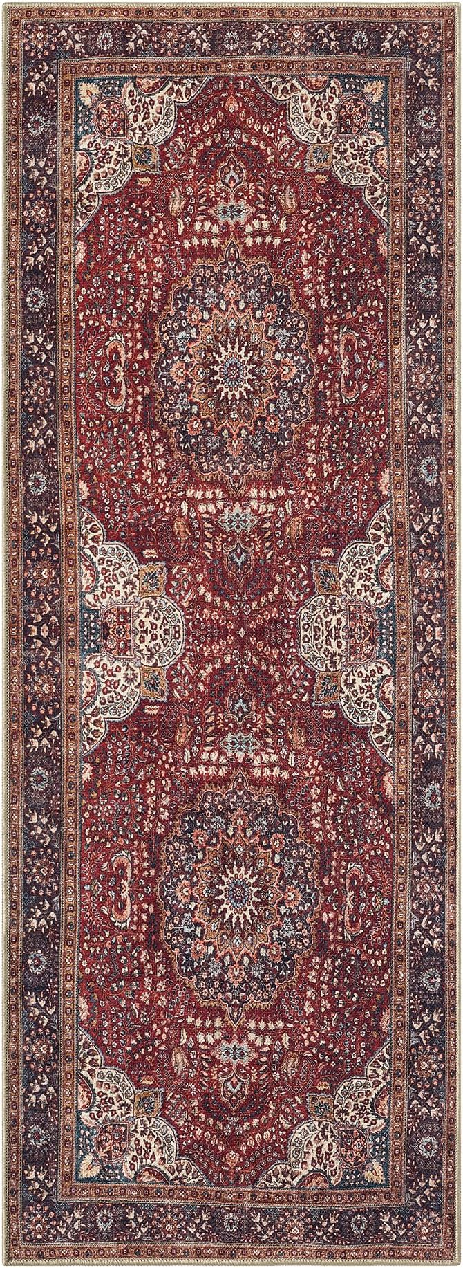 Keen Home Design 30"x144" Rug - Machine Washable Runner Rug with Non-Slip Backing, Ideal for Hallway, Entryway, Kitchen, Laundry Room - Vintage, Easy Clean, Durable, Low Pile - (2'6" x 12')