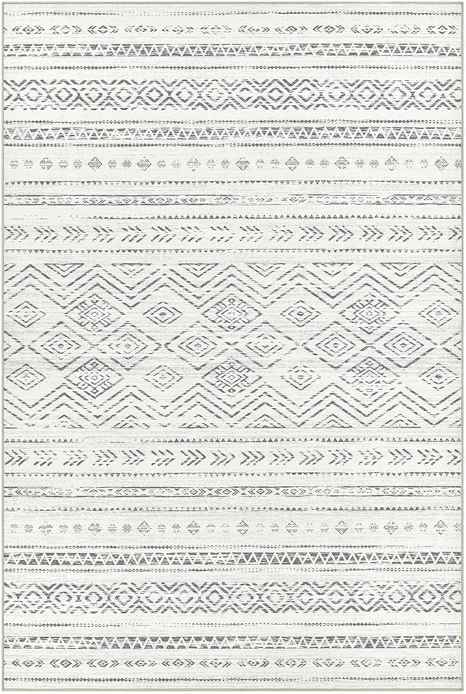 Tortania Area Rug Living Room Rugs- 10x12 Washable Large Soft Neutral Boho Moroccan Bohemian Farmhouse Rug Indoor Floor Carpet for Bedroom Under Dining Table Home Office Decor - Beige Gray
