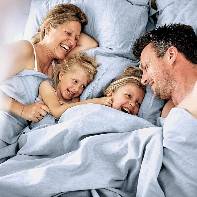 AIZOME Bedsheet Set Made from 100% GOTS Organic Cotton, Non-Toxic Plant-Dyed 340 Thread Count, Hypoallergenic for Sensitive Skin, 4-Piece (Natural Indigo, California King)