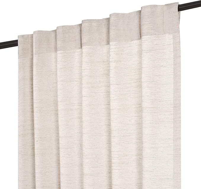 HOMIDATE Natural Textured Poly Flax Linen Curtain Panels, 50x108 Inches, Set of 2 - Living Room & Bedroom Drapes, Cotton Linen Flax Fabric for Christmas & Year-Round Style