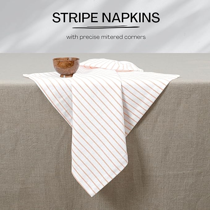 Multi Pack Stripe Napkins Set of 12, 18x18 Inch, 100% Cotton, Classic Striped Napkin for Dinner, Wedding, Reusable and Washable for Everyday Dining - Red, Indigo Blue, Mustard Yellow