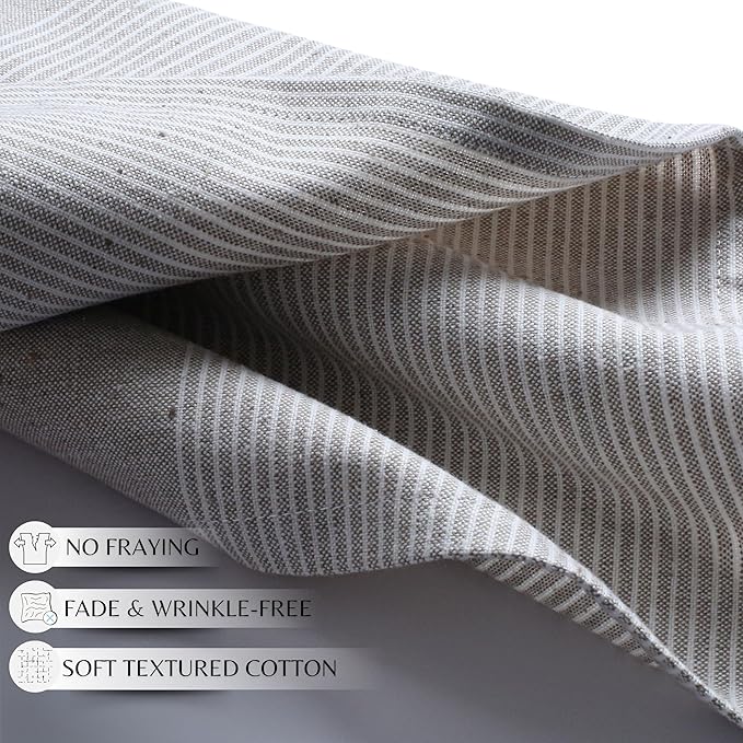 Ramanta Home Cloth Napkins Set of 4 18x18 Inches - Spring Basket Decor Block Striped Dinner Napkins for Easter Farmhouse Wedding, Washable Soft Cotton Durable Table Linen for Everyday Use - Taupe