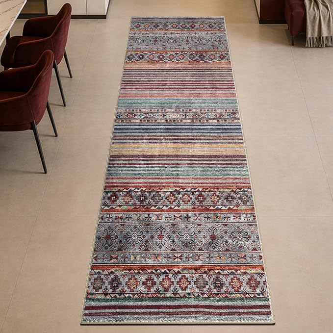 Keen Home Design 30"x120" Rug - Machine Washable Runner Rug with Non-Slip Backing, Ideal for Hallway, Entryway, Kitchen, Laundry Room - Vintage, Easy Clean, Durable, Low Pile - (2'6" x 10')