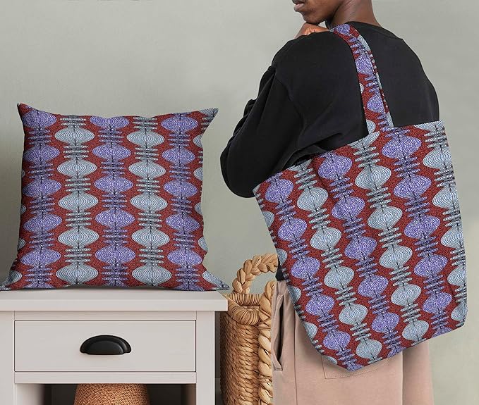 Soimoi Heavyweight Cotton Canvas Fabric Material - 56 Inch Wide, Purple - Tribal Print, Ideal for Making Durable Tote Bags, Backpacks, Jackets, Upholstery, Cushions, Outdoor Furniture Covers, 1 Yard