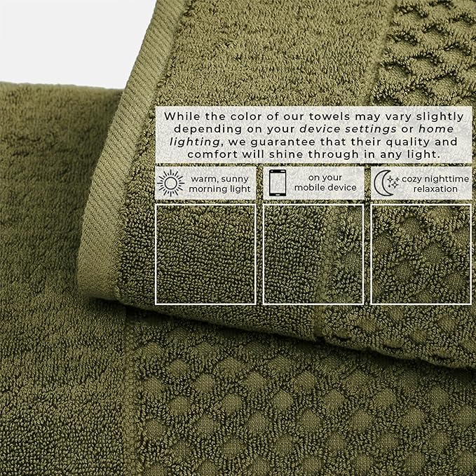 Great Bay Home Bath Towels - 100% Cotton 4 Pack 54x27 Bath Towel Set - Absorbent, Durable, Quick-Dry Towels for Bathroom (Olive)