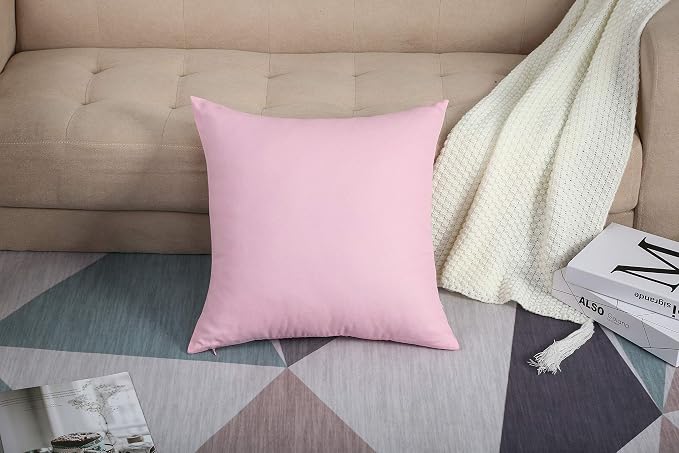 TangDepot 2-Pack Cotton Throw Pillow Covers 18x18 Sky Blue | 100% cotton, same-color zip, machine wash & air dry. For living room, bedroom, office, car. 42 colors, 549 sizes. Cover only.