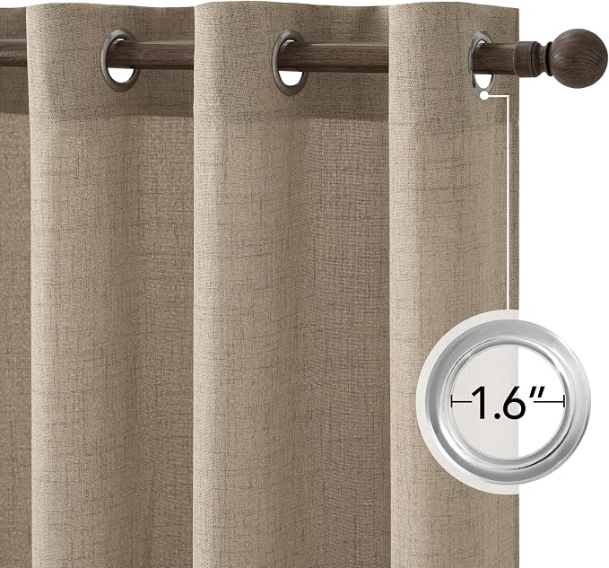 NICETOWN Linen Curtains 84 Inches Long 2 Panels for Bedroom Living Room, Privacy Linen Textured Window Drapes Semi Sheer Light Filtering Grommet Burlap Look Curtains, 52" W x 84" L, Oatmeal