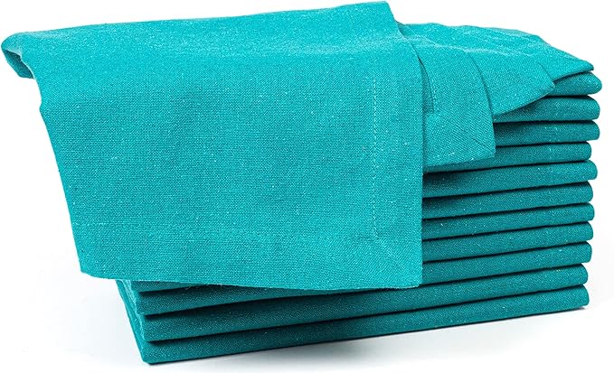 Cotton Dinner Napkin 18x18 inch Teal, Everyday, Wedding, Cocktail, Tailored with Mitered Corners & Generous Hem, Easy Care