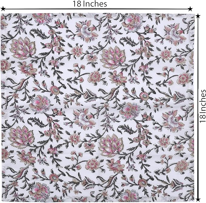 The Home Talk 100% Cotton Fall Cloth Designer Dinner Napkins, Handblock Print, Washable Durable Linen for Everyday Use Wedding Parties Outdoors Thanksgiving I 18 X 18 Inches I Set of 6 | Bagh