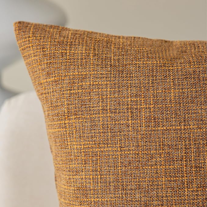 Kevin Textile Decorative Throw Cushion Covers Farmhouse Cushion Case Indoor Outdoor, Set of 2, 20 x 20 inches (50x50cm), Hazel Brown