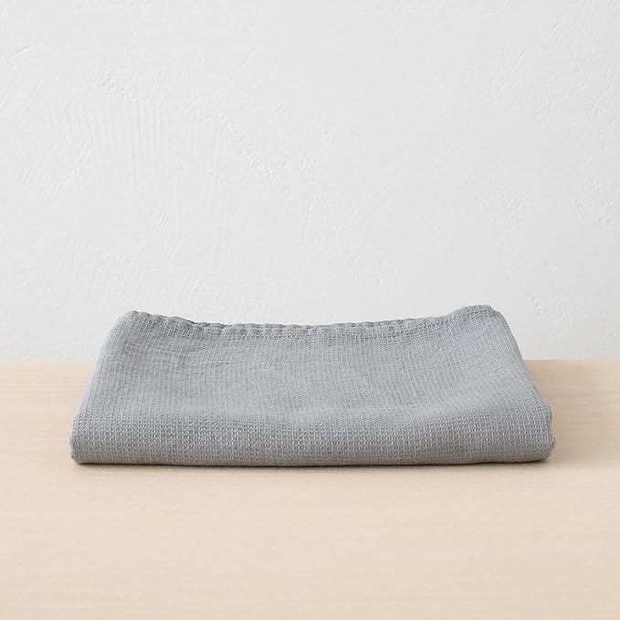 LinenMe 717902 Washed Linen Waffle Bath Towel, 30" x 51", Graphite