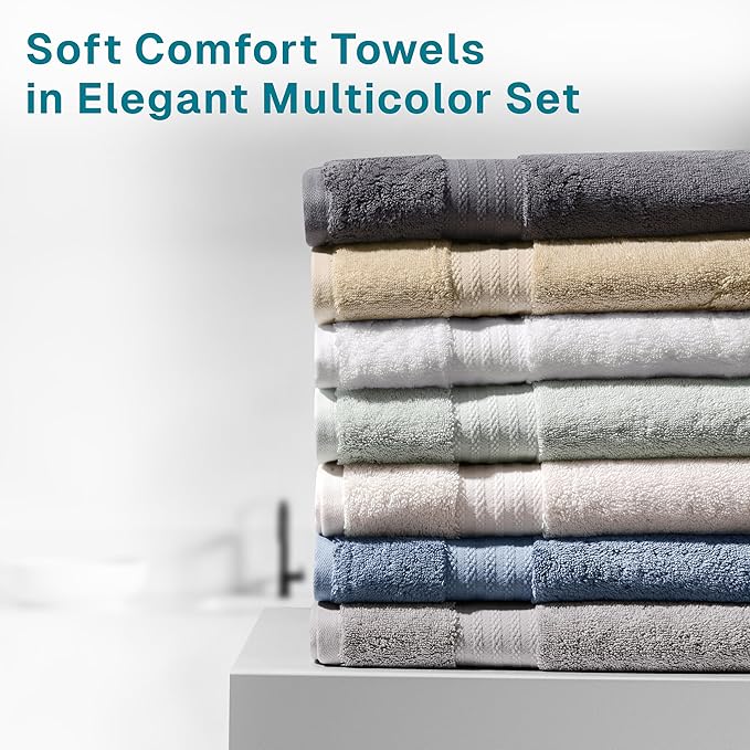 Fabdreams 100% Organic Cotton Bath Towel Set of 6 700 GSM Hotel Premium Plush Absorbent Soft Durable Skin-Friendly Spa Quality Bathroom Comfort with 2 Bath 2 Hand Towels and 2 Wash Cloths Ivory