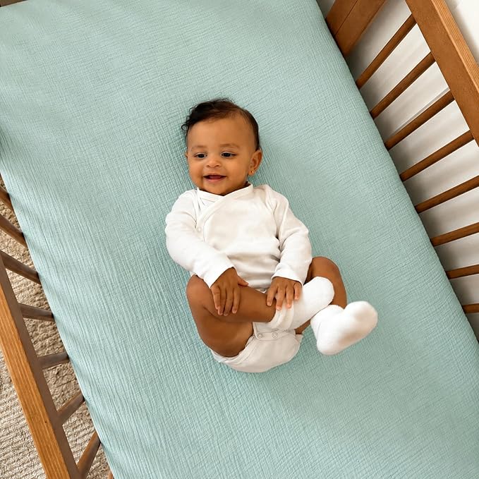 Newton Baby Deluxe Crib Sheet – Ultra-Soft Breathable Organic Cotton Fitted Crib Sheet | Thicker & Softer Design | Machine Washable Baby Bedding | Aqua Mint