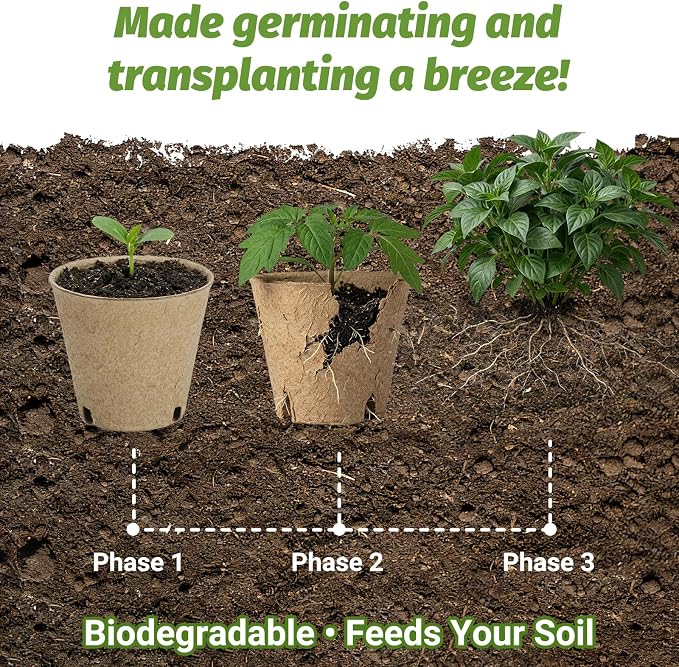 60Pcs 3.1 Inch Peat Pots - Nursery Pots with Drainage Holes for Seedlings - Biodegradable Seed Starting Pots with 60Pcs Plant Labels for Garden Plants