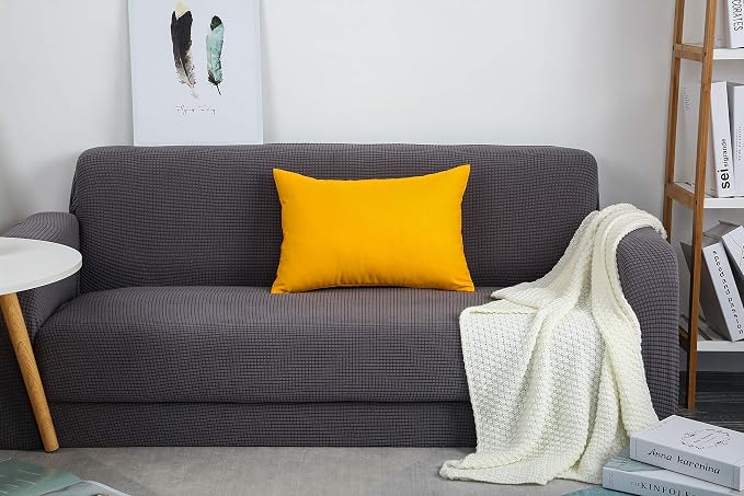 TangDepot Handmade Decorative Solid 100% Cotton Canvas Throw Pillow Covers/Pillow Shams, (12" x20" , Gold Yellow, 1 Count (Pack of 1)) | 100% cotton, same-color zip, machine wash & air dry. For living room, bedroom, office, car. 42 colors, 112 sizes. C...