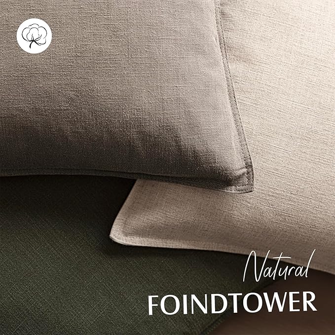 Foindtower Set of 2, Decorative Linen Soild Throw Pillow Covers Soft Accent Euro Cushion Case Farmhouse Neutral Pillowcase for Chair Couch Sofa Bedroom Living Room Home Decor 24 x 24 Inch Brown Tan
