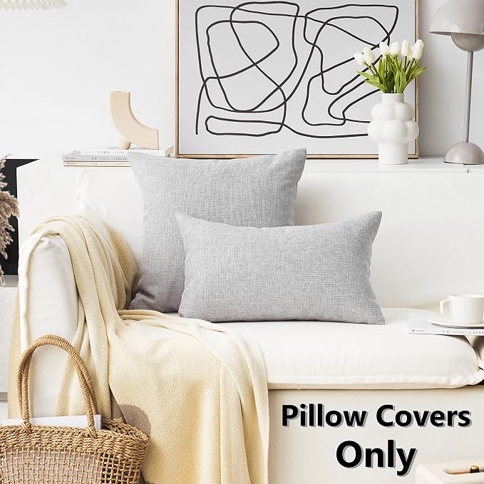 Home Brilliant Set of 2 Decorative Pillow Covers for Couch Accent Pillows Cases for Sofa, 16x16 inch, Light Grey