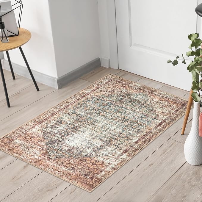 Keen Home Design 24"x36" Rug - Machine Washable Entry Rug with Non-Slip Backing, Ideal for Enteryway, Kitchen, Bathroom, Laundry Room - Vintage, Easy Clean, Durable, Low Pile - (2' x 3')
