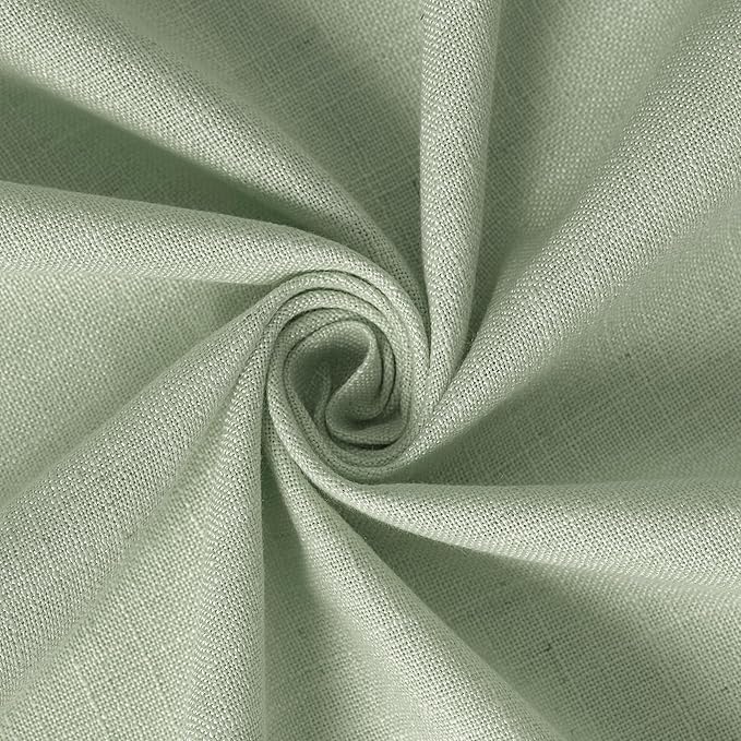 NICETOWN Sage Green Linen Curtains 84 inch Long 2 Panels Set, 55" Wide Thick Flax Linen Blend Organic Home Decor Rod Pocket & Back Tab with Light Filtering for Bedroom/Living Room