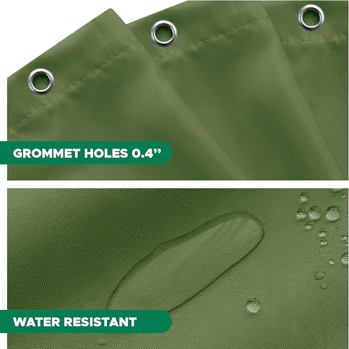 Biscaynebay Hotel Quality Fabric Shower Curtain Liners 72 Inch by 72 Inch, Sage Water Resistant Bathroom Curtains Rust Resistant Grommets & Weighted Bottom Hem Machine Washable