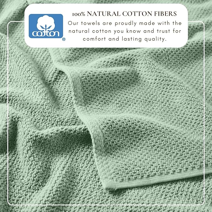 Great Bay Home 100% Cotton 6 Piece Bath Sheet Set - Absorbent, Quick-Drying, Durable Bath Towels for Bathroom Decor - Low-Twist, Two-Ply Fibers (Mineral Blue)