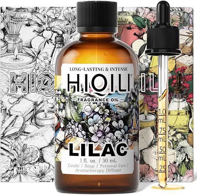 HIQILI Lilac Fragrance Oil for Women Perfume Making - 1 Fl Oz | DIY Candle & Soap, Long-Lasting, Soft Floral Scents for Essential Oils Diffuser, Pet Safe, Graduated Dropper Included