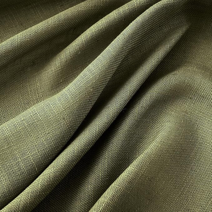 MIULEE Light Olive Green Linen Curtains 72 Inch Length 2 Panels for Bedroom Living Room, Soft Linen Textured Natural Window Drapes Semi Sheer Light Filtering Back Tab Rod Pocket Burlap Look Decor