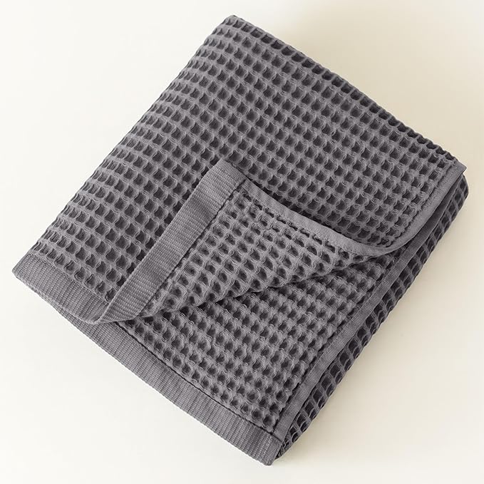 Premium Waffle Bath Towels Pack of 2 Extra Large 35x71 inch - 100% Turkish Cotton, Waffle Weave, Quick Dry, Lint Free, Oversized, Thin Bath Sheet Towel (Gray, Set of 2 Bath Towels)