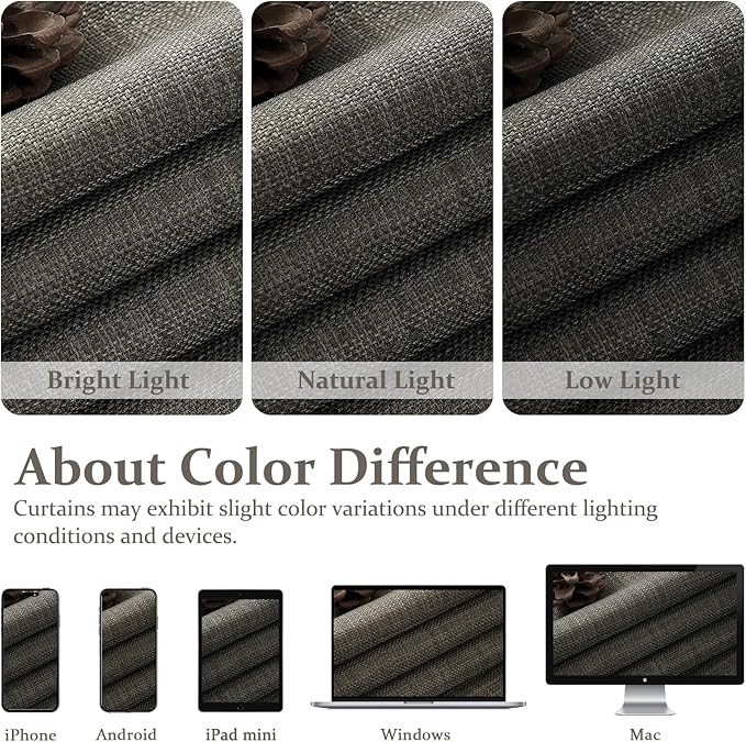 Dark Grey Blackout 84 Inch Curtains for Patio Sliding Glass Doors, Memory Shape Pinch Pleated Dual Layer Linen Thermal Light Blocking Modern Windows Drapes for Living Room 7FT Length 2 Panels Set