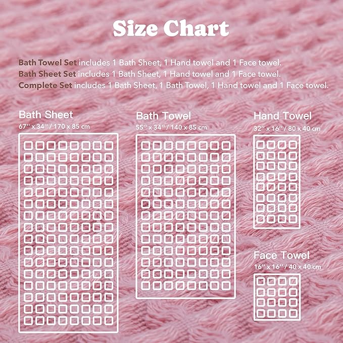 Luxury Organic Japanese Cotton Waffle Bath Towel | Thick, Absorbent, Quick Dry Bathroom Towels for Shower, Sauna, Onsen| Hotel & Spa Quality, Gift-Ready (Sakura Pink, Face Towel, 16" x 16")