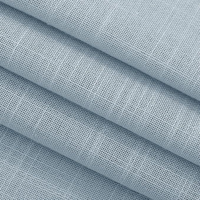 Stone Blue Curtains for Living Room Back Tab Modern Farmhouse Semi Sheer Blue Curtains 63 inches Long 2 Panels Set Muted Neutral Window Curtain for Dining Room Bedroom 52x63