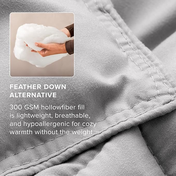 Bare Home Comforter Set - Oversized King Size - Ultra-Soft - Goose Down Alternative - Premium 1800 Series - All Season Warmth (Oversized King, Light Grey)