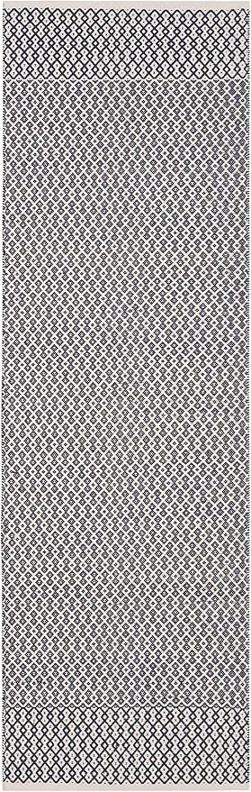 SAFAVIEH Montauk Collection Runner Rug - 2'3" x 20', Ivory & Navy, Handmade Flat Weave Boho Farmhouse Cotton, Ideal for High Traffic Areas in Living Room, Bedroom (MTK339B)