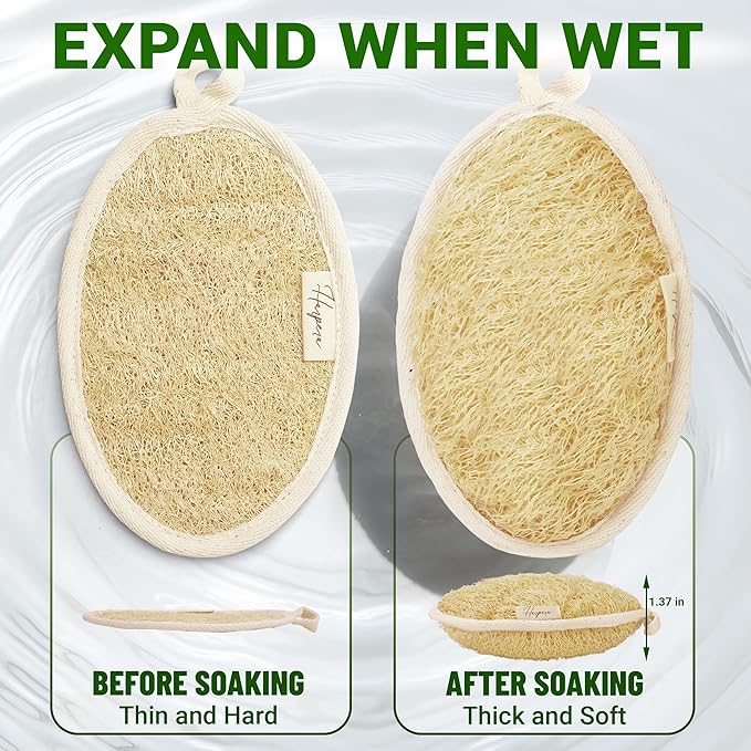 Vietnamese Natural Loofah Body Scrubber – Exfoliating Shower Sponges for Men & Women – Authentic Loofah from Vietnam for Deep Cleansing of Body (2 Pack)