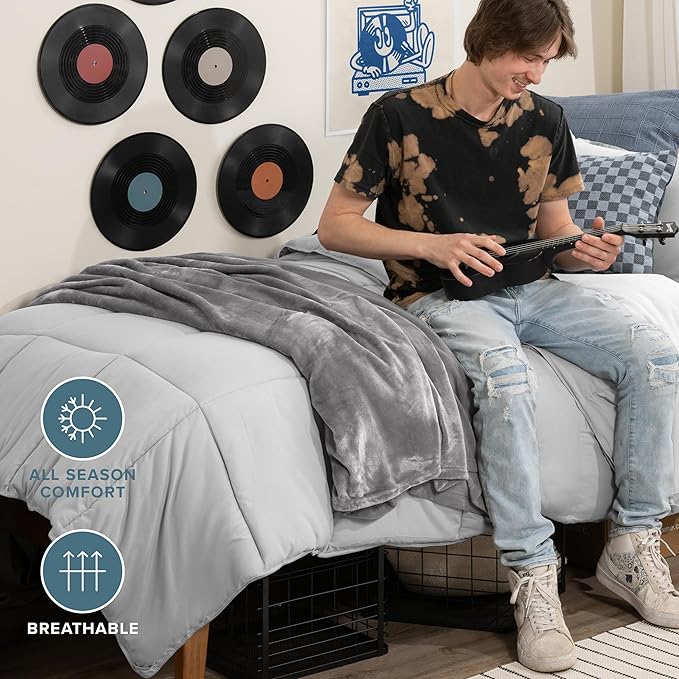 Bare Home Comforter Set - Twin/Twin Extra Long Size - Ultra-Soft - Goose Down Alternative - Premium 1800 Series - All Season Warmth (Twin/Twin XL, Cloud Grey)