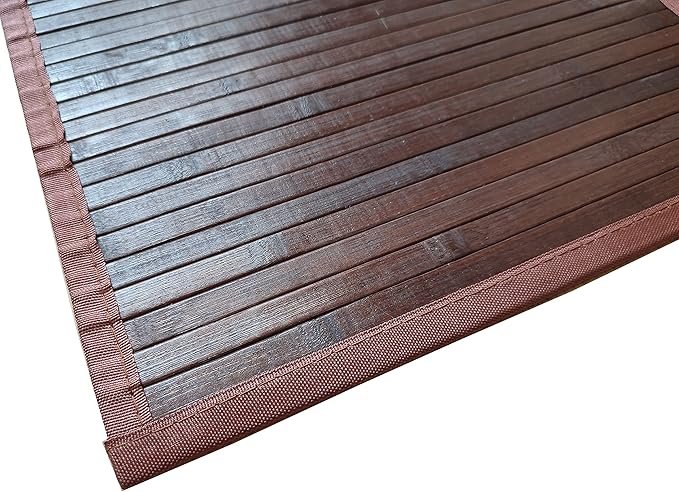 Queensell Bamboo Rug – Bamboo Bathroom Accessories Area Rug – Bath Mat – Bathroom Rugs – Runner Small Rug 17" x 24" Dark Brown
