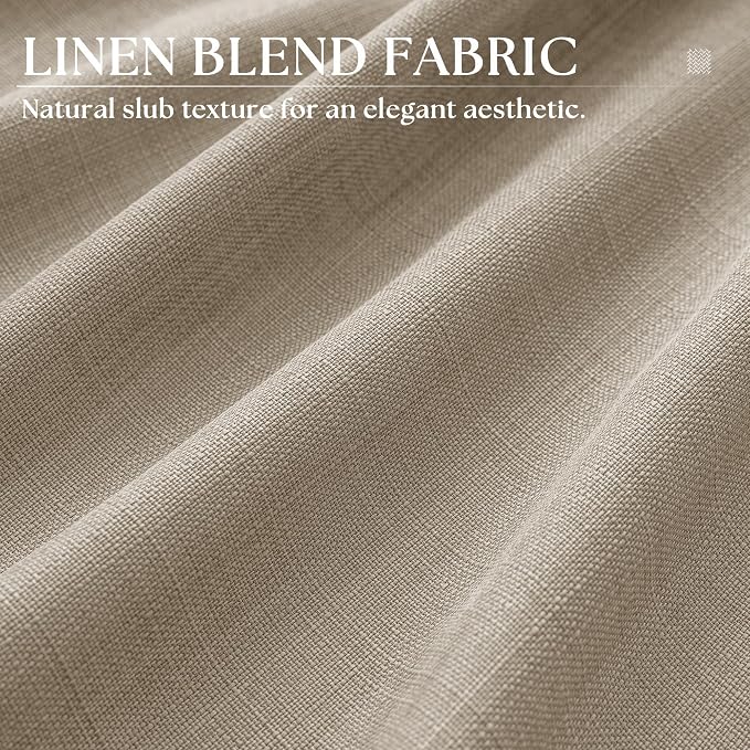 Burlywood Birch 102 Inch Linen Curtains 2 Panels Set Grommet Light Filter Burlap Linen Drapes Boho Farmhouse Semi Sheer Window Curtain 102 Inches Length for Living Room Sliding Glass Patio Door