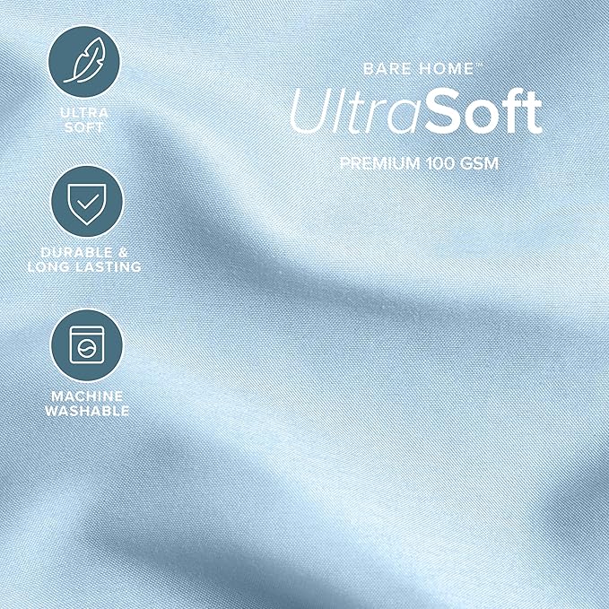 Bare Home Comforter Set - King/California King Size - Ultra-Soft - Goose Down Alternative - Premium 1800 Series - All Season Warmth (King/Cal King, Light Blue)