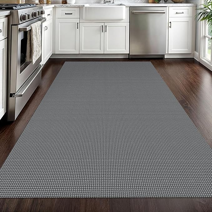 EARTHALL Woven Area Rug 4x6 Ft Washable Rugs for Entryway Non Slip Braided Throw Rugs Bedroom Carpet Cotton Entry Rug Cotton Floor Carpets for Bedroom Dining Room Living Room, Dark Gray