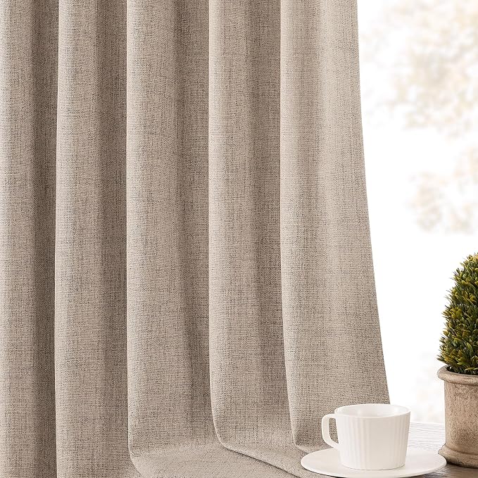 CUCRAF Custom 100% Total Blackout Curtains, Linen Back Tab and Rod Pocket Curtain for Living Room Bedroom, Light Blocking Drapes Thermal Insulated 1 Panel (Custom Size, Color)