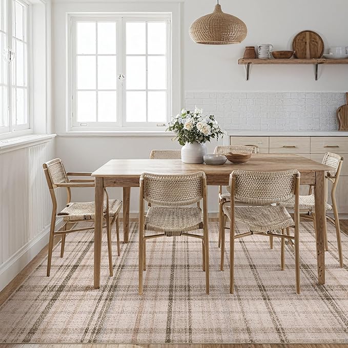 Tortania Area Rug Living Room Rugs - 10x12 Washable Large Soft Neutral Boho Moroccan Bohemian Farmhouse Rug Indoor Floor Carpet for Bedroom Under Dining Table Home Office Decor - Taupe
