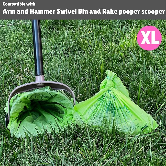 100% Compostable XL Pet Waste Bag (120 ct.) Plant-Based Cat Litter Bags Cornstarch-Based Doggy Poop Bags with Handles Compost Liners US BPI ASTM D6400 & OK Compost Home Certified (120 ct)
